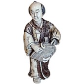  японская антикварная нэцкэ из слоновой кости Мужчина с плетеной шляпой