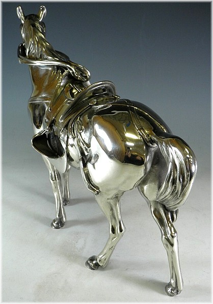 японская антикварная фигура самурайской лошади, серебро