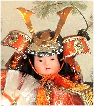 юный самурай, японская интерьерная старинная кукла