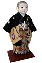 японская антикварная кукла Мальчик в кимоно и хаори