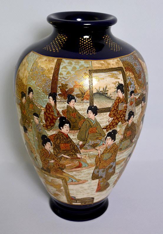 японская антикварная ваза Сацума, 1850-60-е гг. Интериа Япония, интернет-магазин