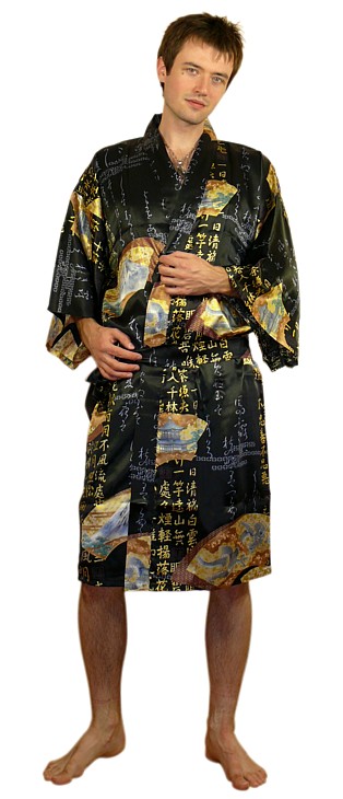 мужской шелковый халат в японском стиле