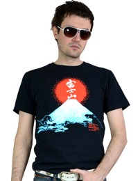 мужская дизайнерская японская футболка Солнце над Фуджи