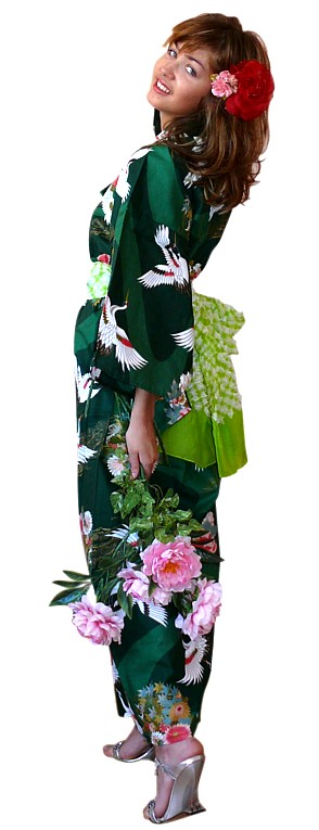 женский халат - кимоно из хлопка, сделано в Японии