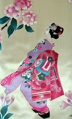 рисунок ткани женского халата-кимоно, сделано в Японии